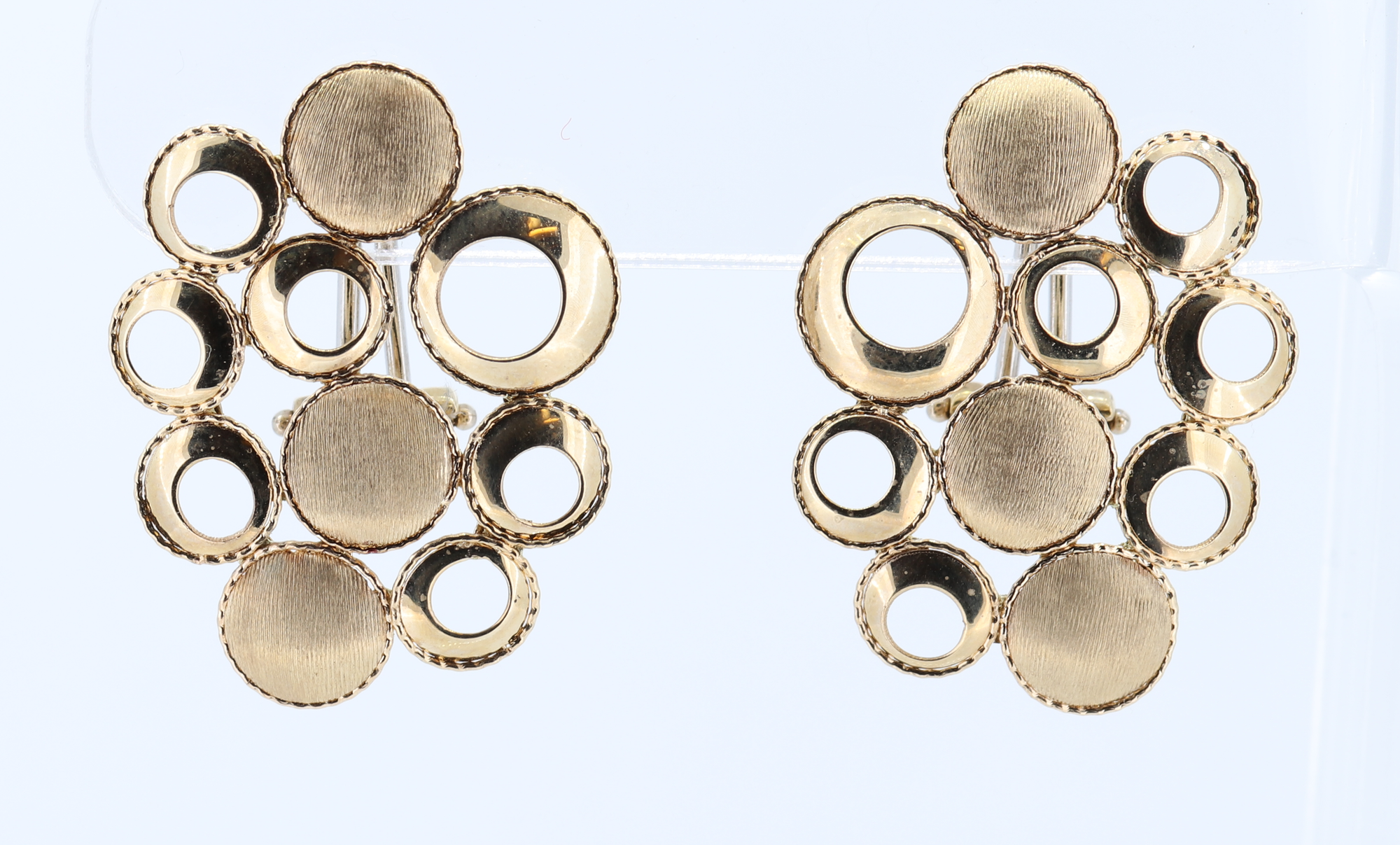 Fancy Earrings In High-Polish And Satin Finish 14kt Yellow Gold