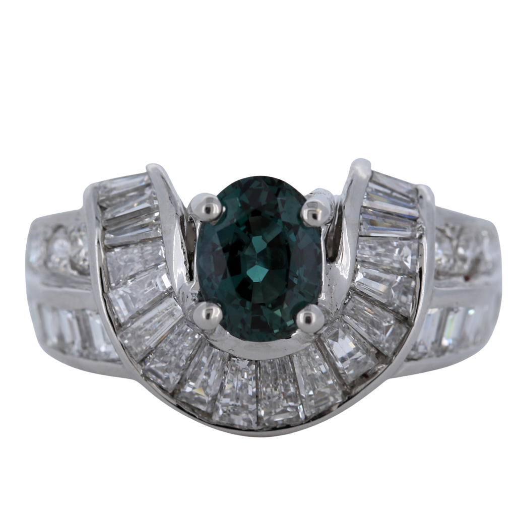 Platinum Ring with .90ct Alexandrite and .83ct diamonds - GIA Certified