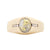 14K Yellow Gold Quartz  Men's Oval Bezel Set Ring With 0.18Ct Diamonds