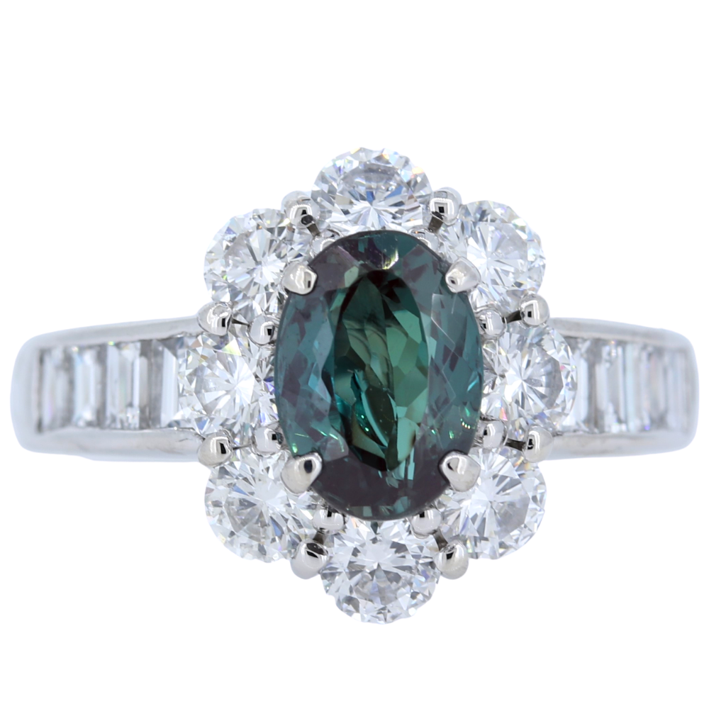 Platinum Ring with 1.71ct Alexandrite and 1.91ct diamonds - GIA Certified