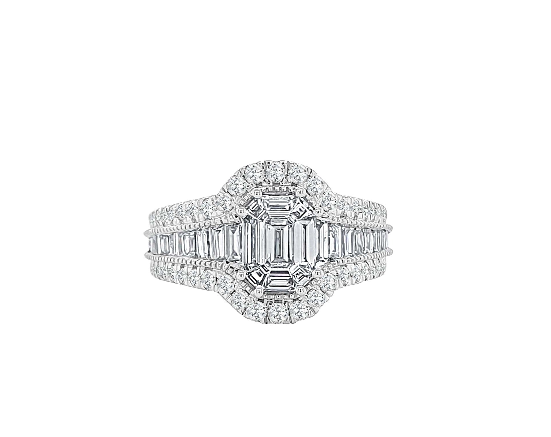 Mosaic Bridal Diamond Engagement Ring made in 14k White gold