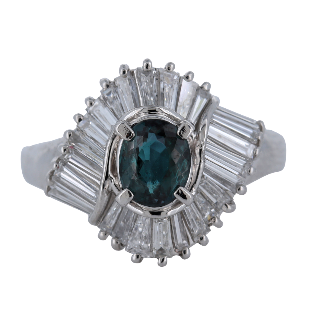 Platinum Ring with .74ct Alexandrite and .95ct diamonds - GIA Certified