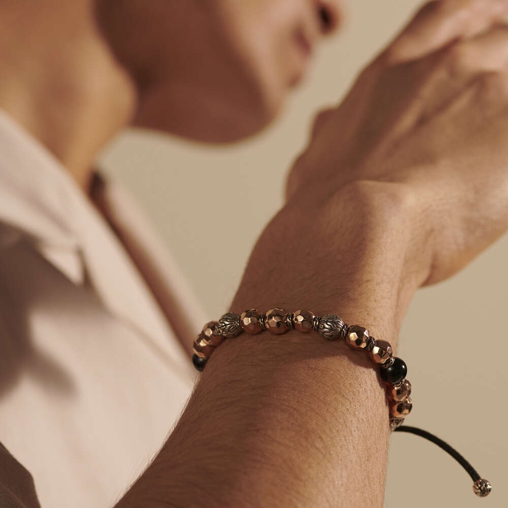 Classic Chain Pull Through Bracelet with Black Tourmalines