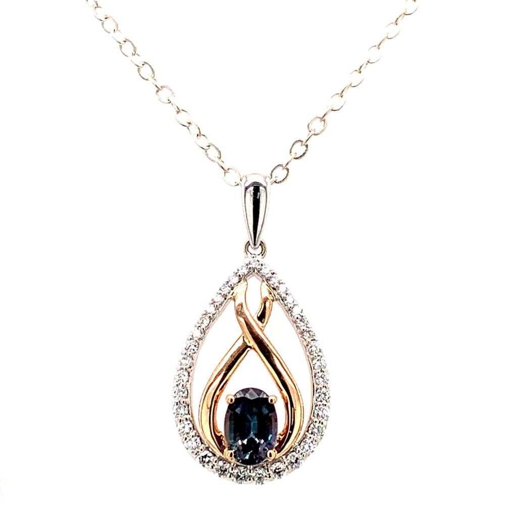 18kt White Gold and rose gold pendant with a GIA certified alexandrite