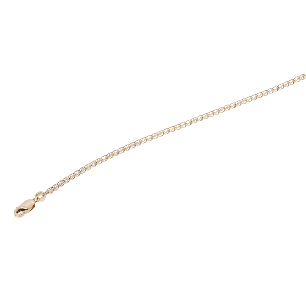 14Kt Yellow Gold Fancy Link Chain With Crystals