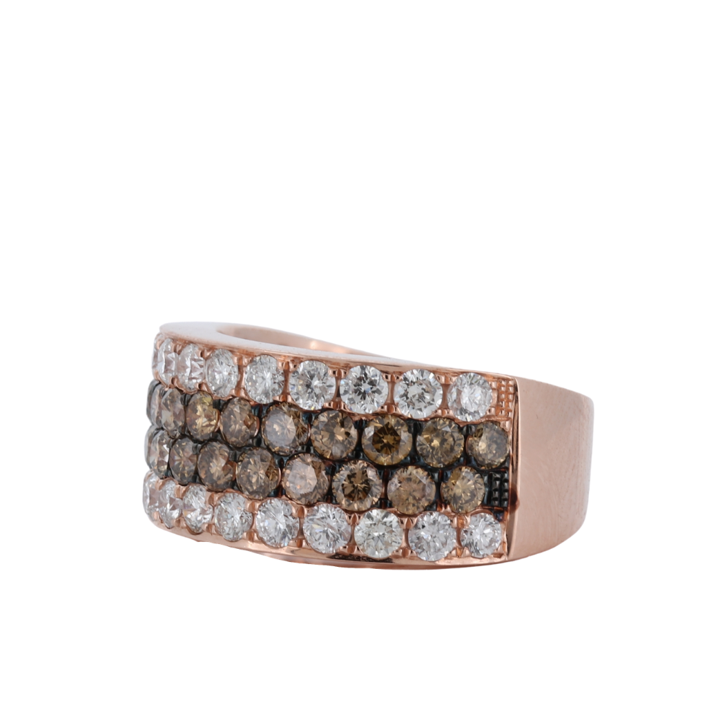14K Rose Gold Fancy Brown Diamond Ring With 1.35 Cts Of Fancy Brown Diamonds And 1.28 Cts Of White Diamonds