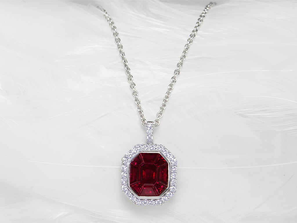 Ruby and Diamond Pendant In 18Kt White Gold