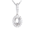 18K White Gold Diamond Pendant Setting With Oval Halo And Accent Diamonds  D-0.25 PND-Sm