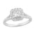Halo Split Shank Diamond Engagement Ring made in 14k white gold (Total diamond weight 1 1/4 carat)-Princess