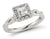 Halo Tulip Plain Shank Diamond Engagement Ring made in 14k White gold-Princess