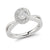 Halo Twist Plain Shank Diamond Engagement Ring made in 14k White gold- Round
