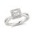 Halo Twist Plain Shank Diamond Engagement Ring made in 14k White gold-Princess