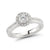 Halo Channel Shank Diamond Engagement Ring made in 14k White gold-Round