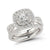Double Halo Twist Shank Diamond Engagement Ring with matching Band made in 14k White gold-Cushion