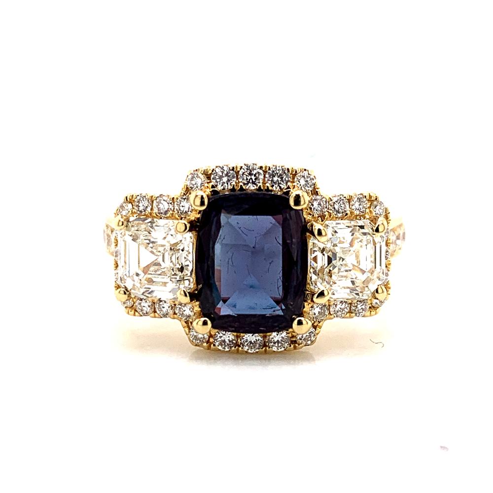 18k yellow gold ring with a GIA certified alexandrite