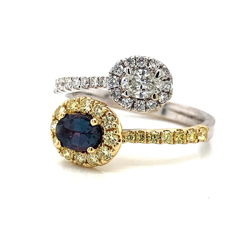 18kt Two Tone Gold ring with IGI certified alexandrite