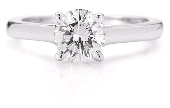 Classic Four Prong Solitaire Diamond Engagement Ring ( Color: G-H; Clarity: I 1) made in 14k White gold