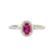 Oval Ruby and Diamond Halo 14kt Yellow Gold Ring
