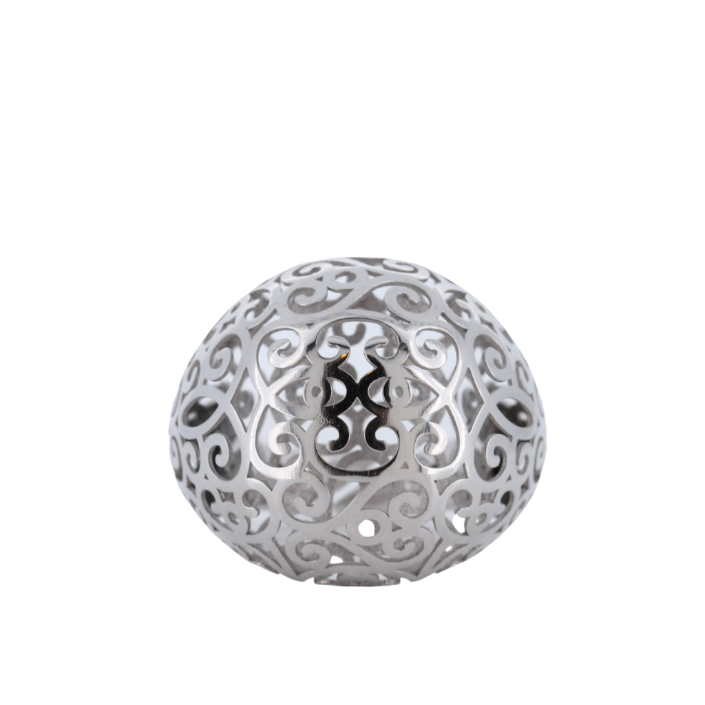 14Kt White Gold Domed Ring With Filigree