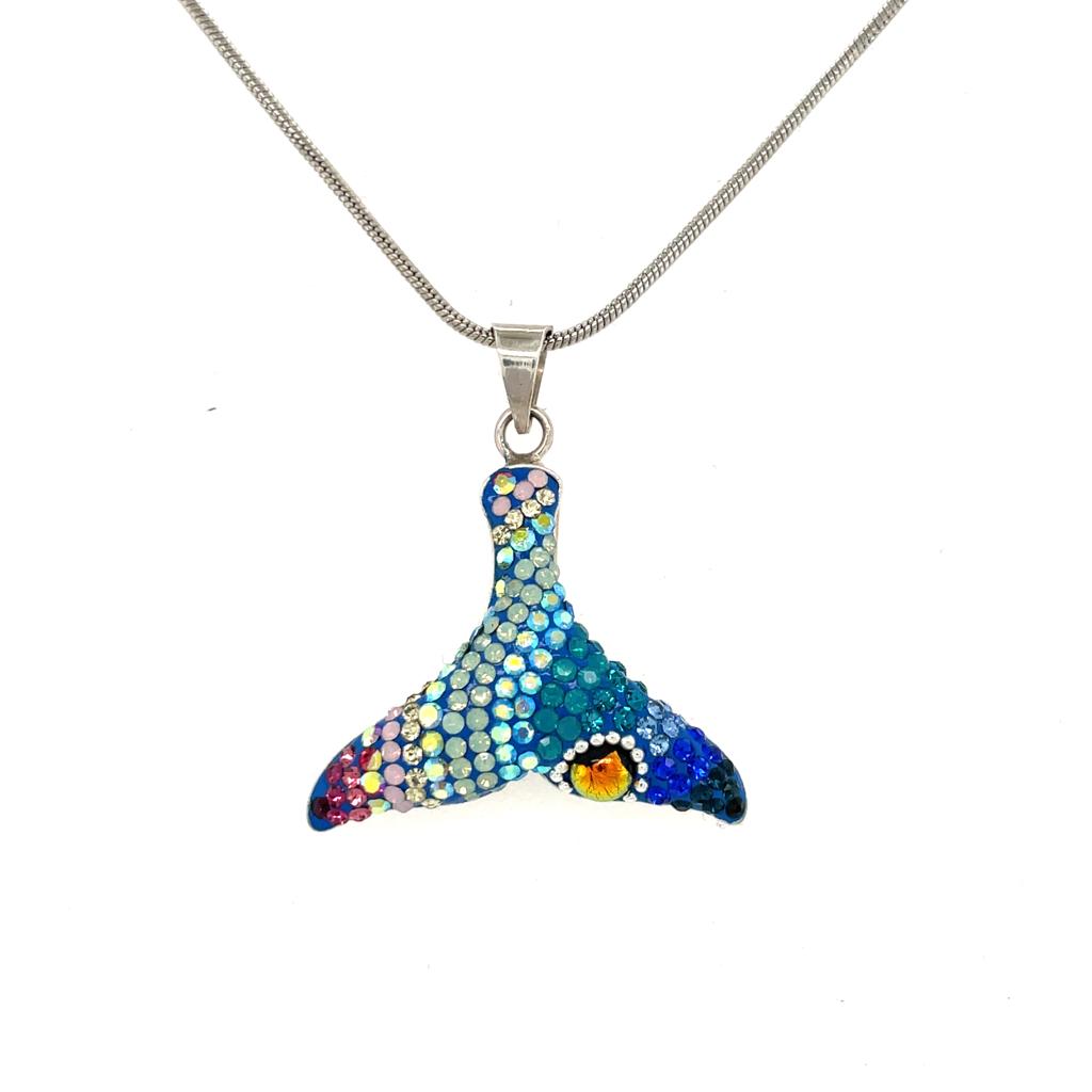 Crystal Whale Tail Pendant
