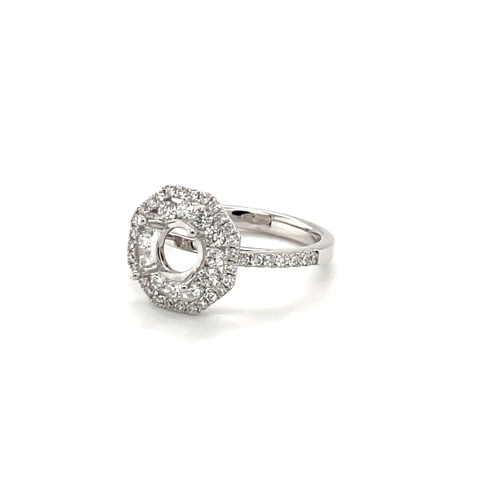 18k White Gold Halo Semi-Mount Ring