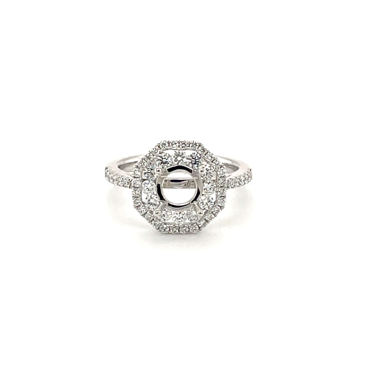18k White Gold Halo Semi-Mount Ring