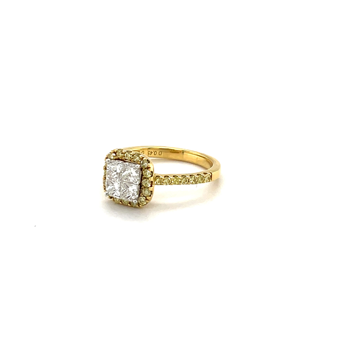 18k Yellow Gold Multistone Ring with Yellow and White Diamonds