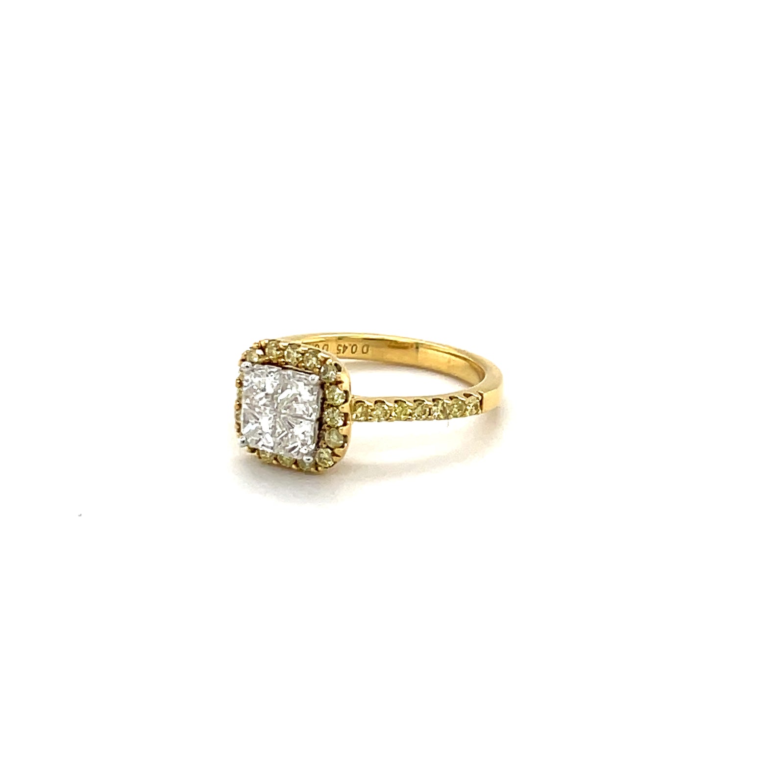18k Yellow Gold Multistone Ring with Yellow and White Diamonds