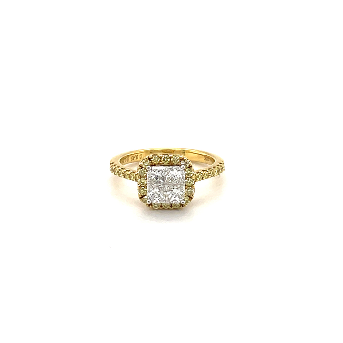 18k Yellow Gold Multistone Ring with Yellow and White Diamonds