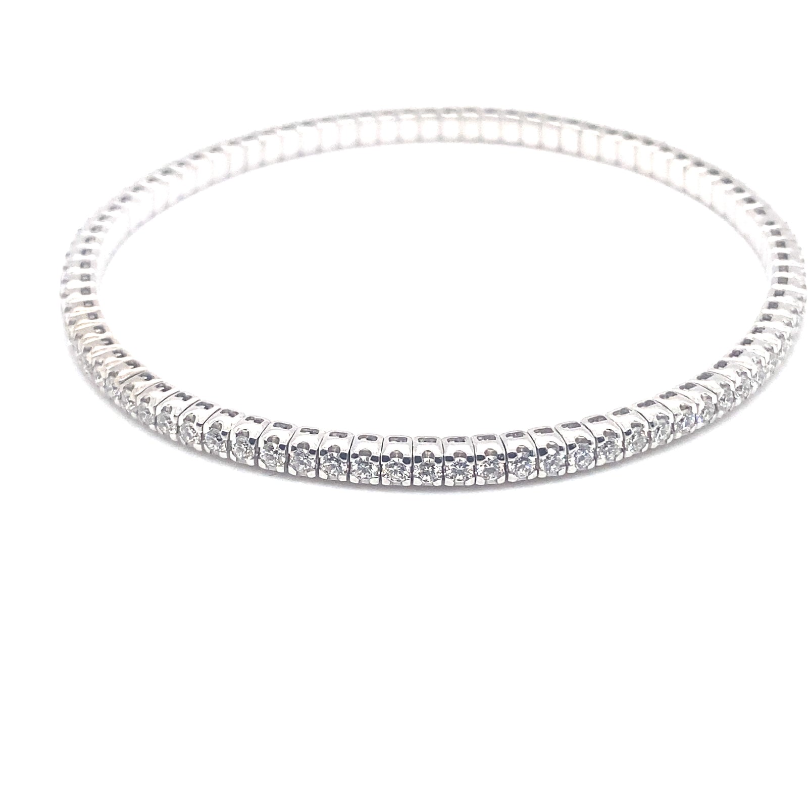 18k White Gold Diamond Tennis Bracelet with Round Brilliant Cut Diamonds