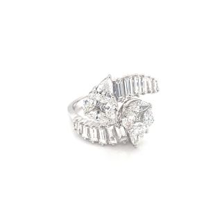 18k White Gold Cocktail Ring with Fancy Cut Diamonds