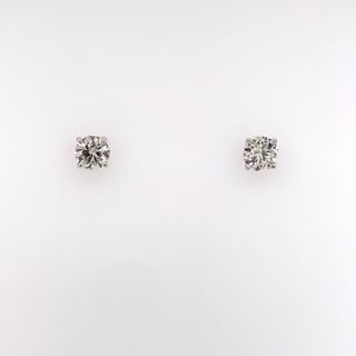 14k White Gold Stud Earrings with Round Brilliant Diamonds