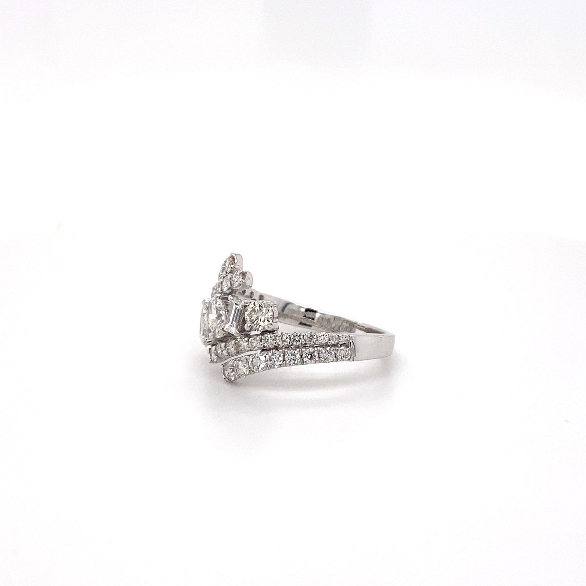 14k White Gold Cocktail Ring with Fancy Cut Diamonds