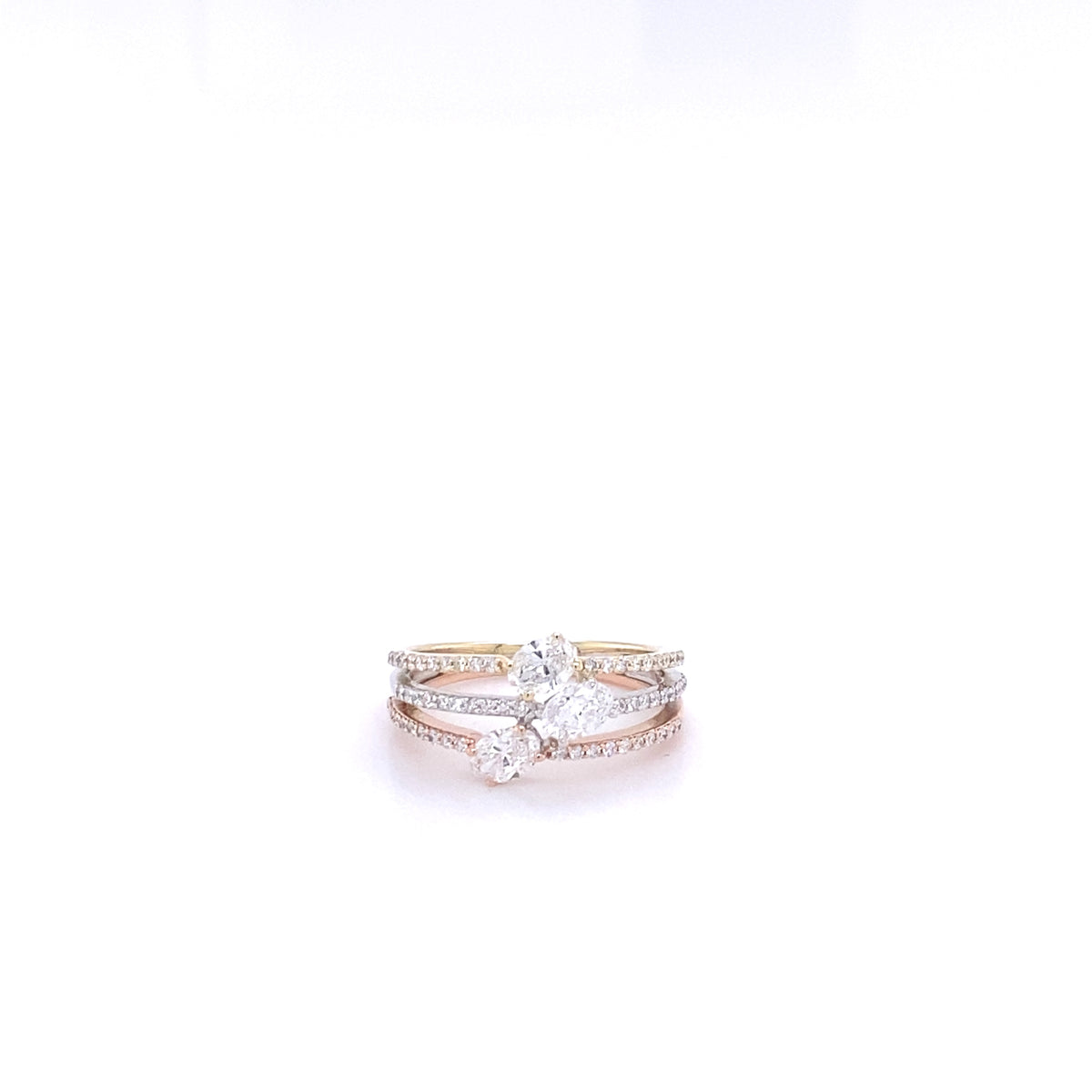 14k Rose, Yellow, and White Gold Diamond Ring
