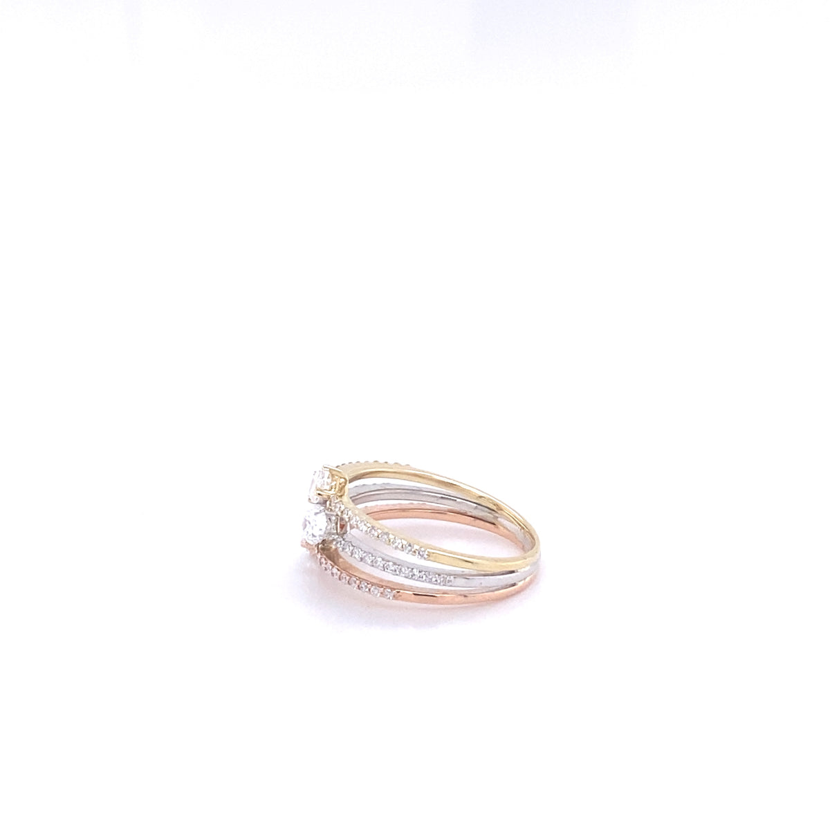 14k Rose, Yellow, and White Gold Diamond Ring