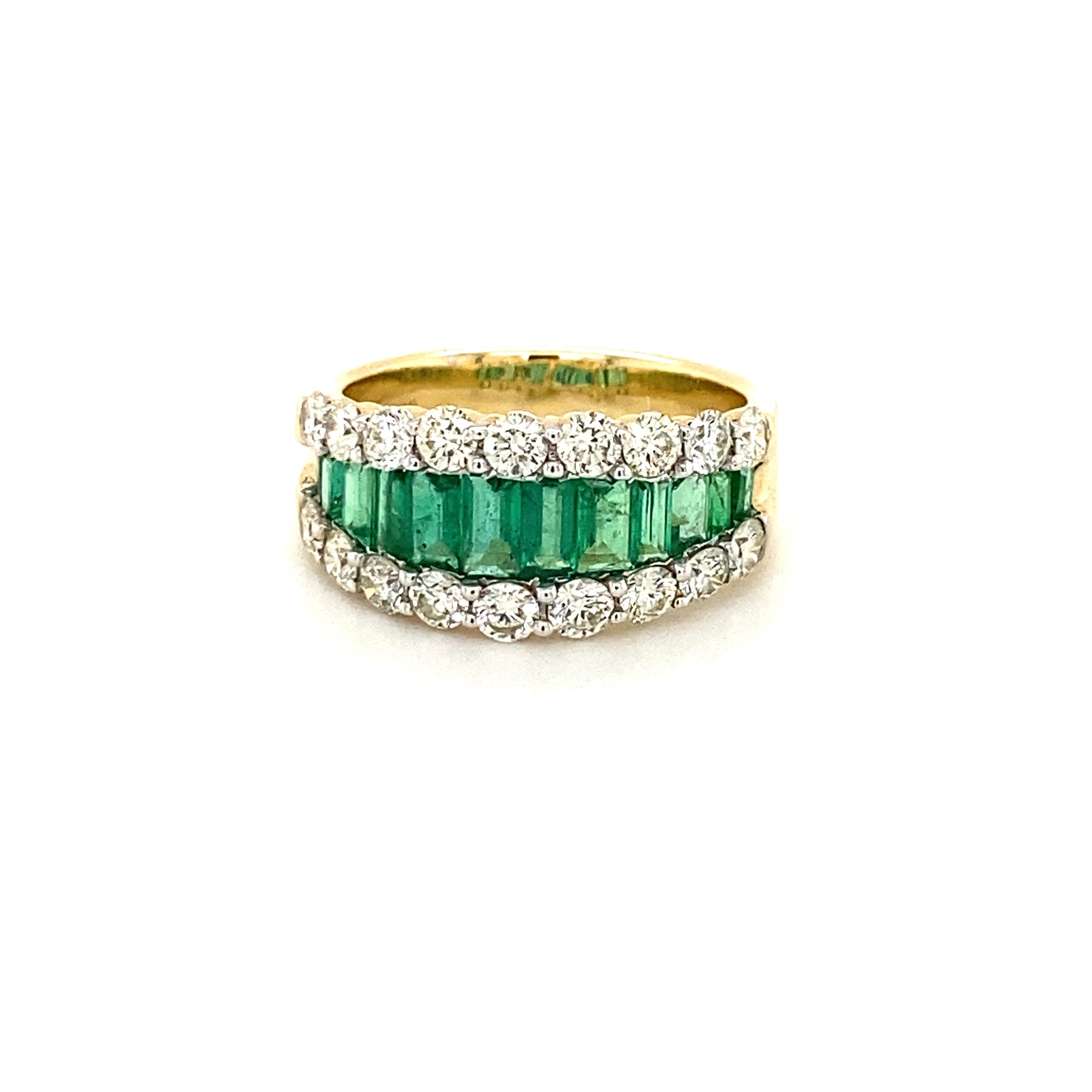 14k Yellow Gold Emerald and Diamond ring