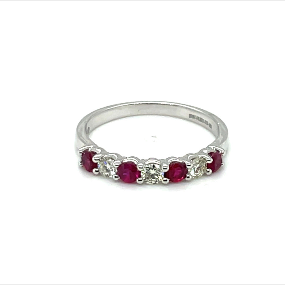 14k White Gold Ruby and Diamond ring