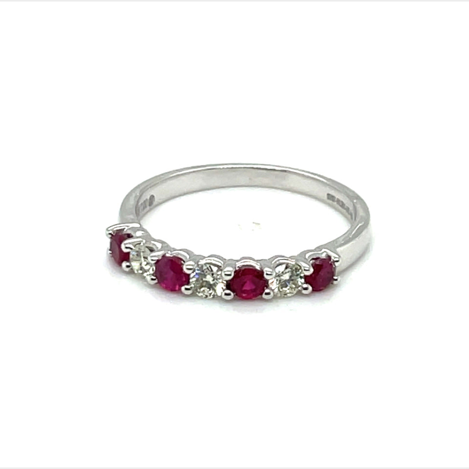 14k White Gold Ruby and Diamond ring