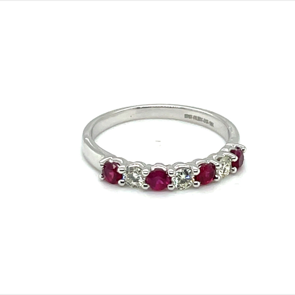 14k White Gold Ruby and Diamond ring