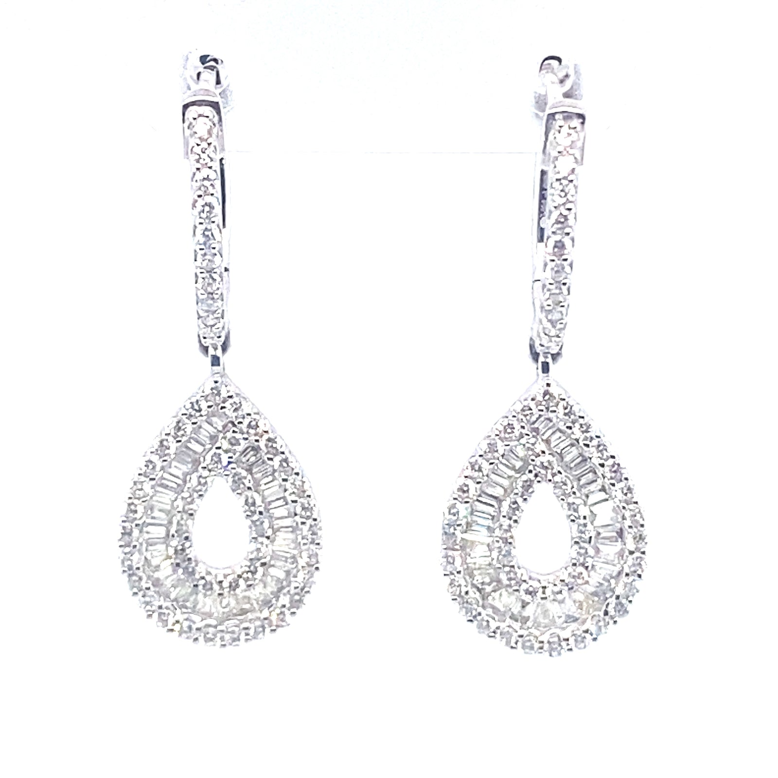14k White Gold Diamond Drop Earrings