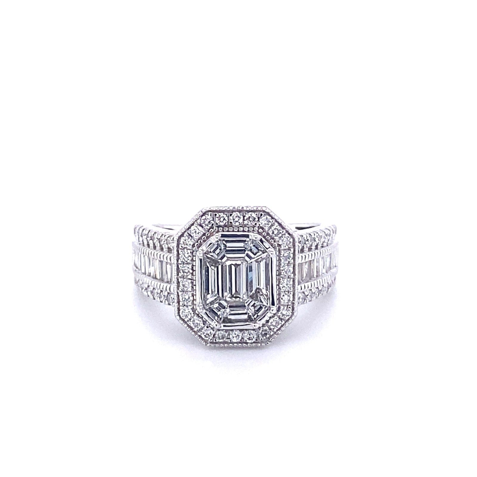 14k White Gold Multistone Diamond Ring
