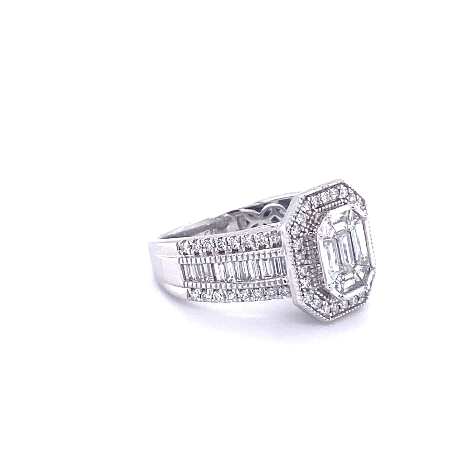 14k White Gold Multistone Diamond Ring