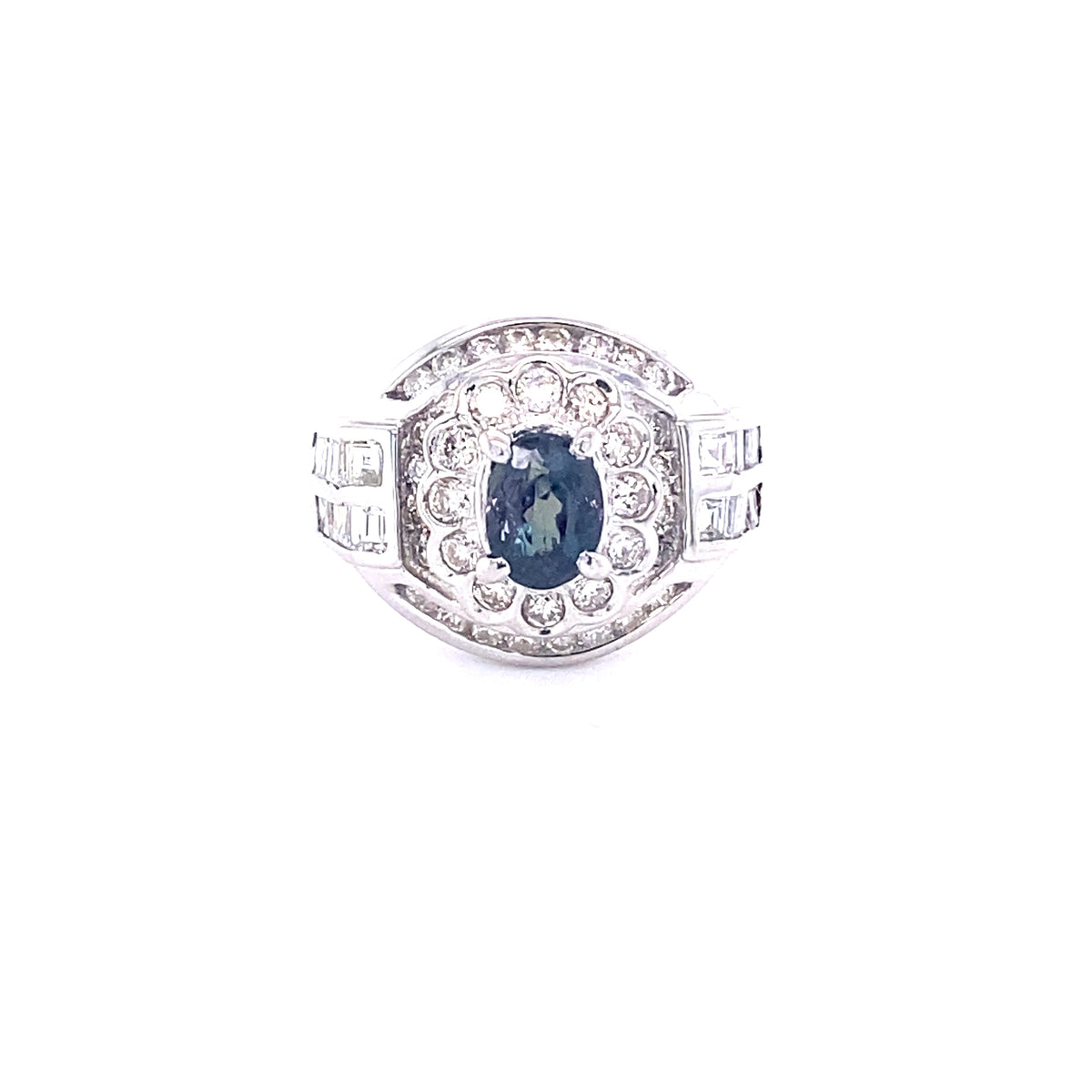 Platinum Ring with Natural Alexandrite and Diamonds