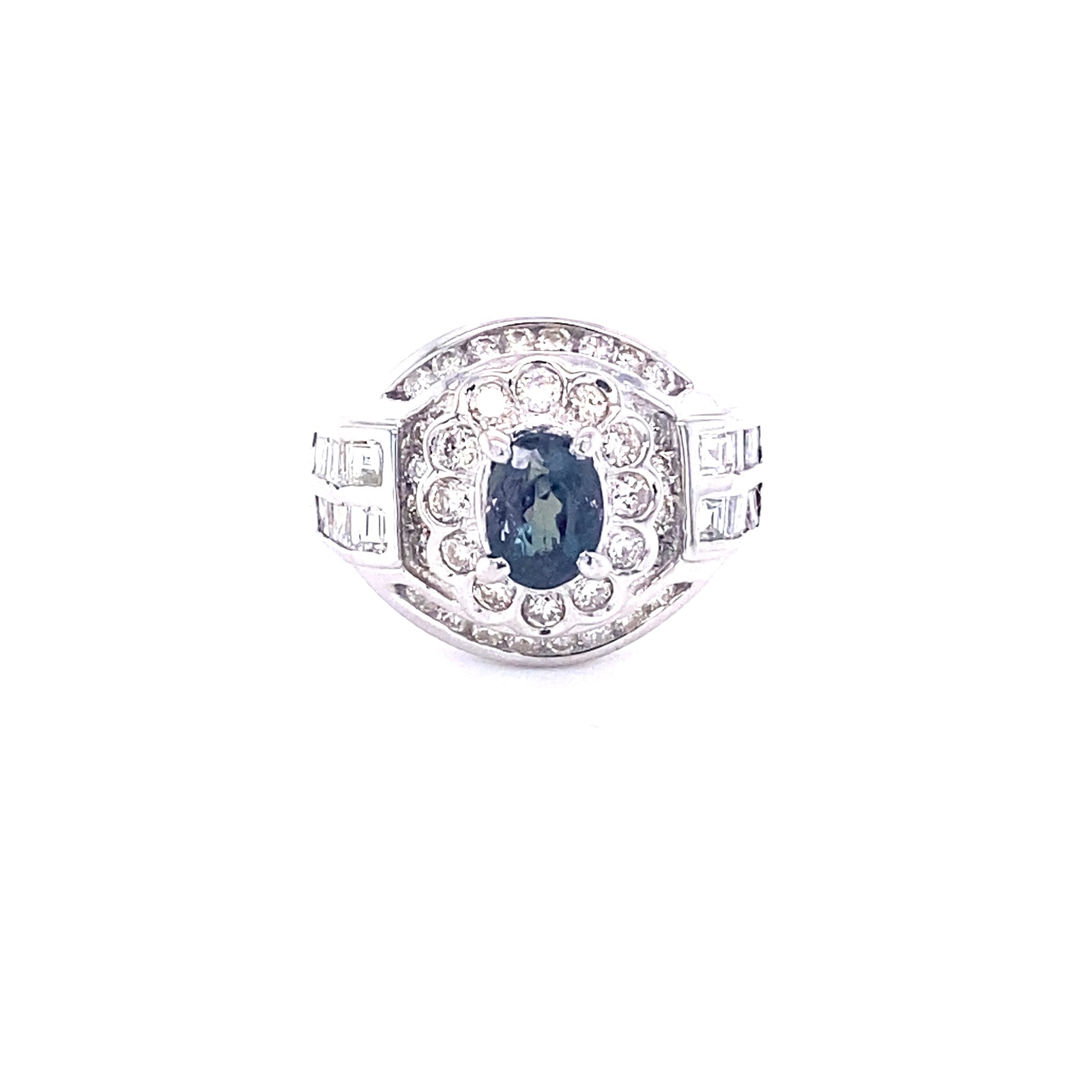 Platinum Ring with Natural Alexandrite and Diamonds