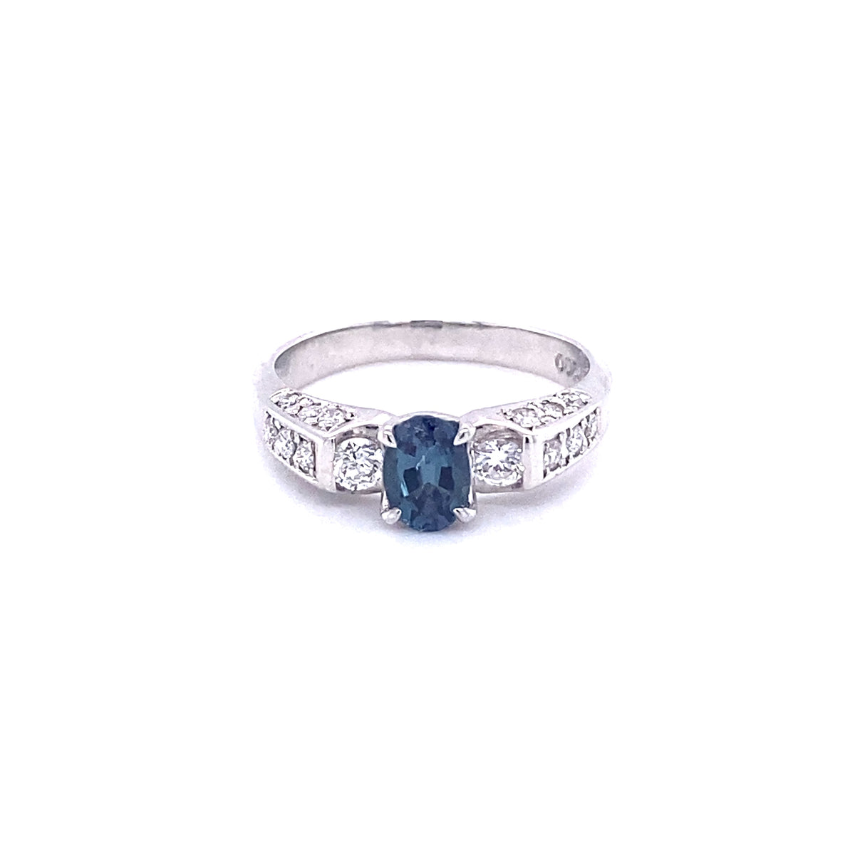 Platinum Ring with Natural Alexandrite and Diamonds