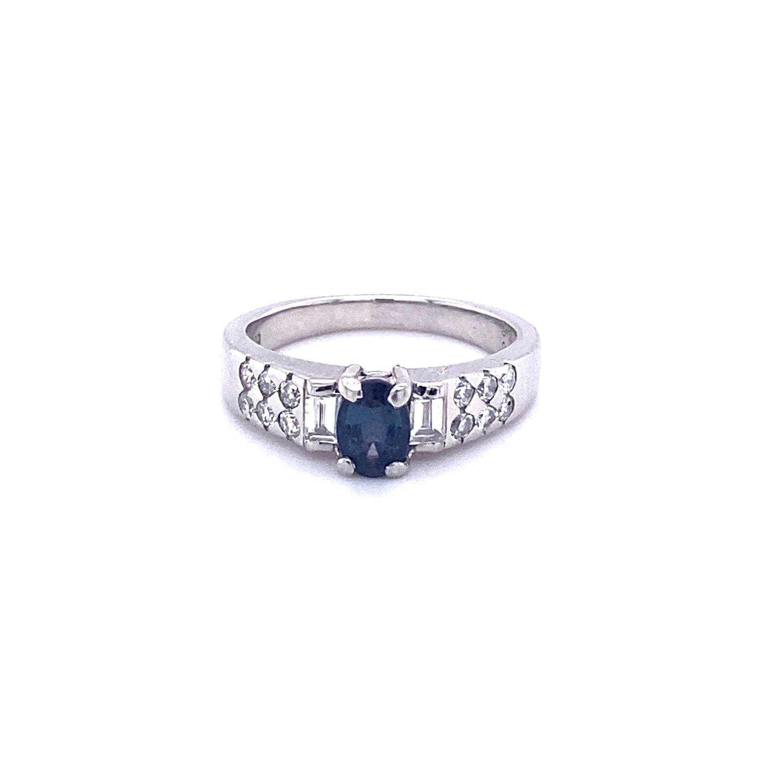 Platinum Ring with Natural Alexandrite and Diamonds