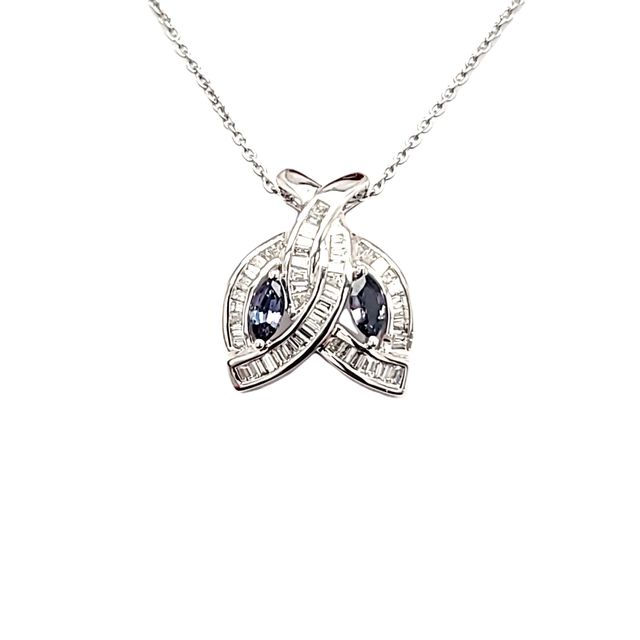 18k White Gold Pendant with Natural Alexandrite and Diamonds
