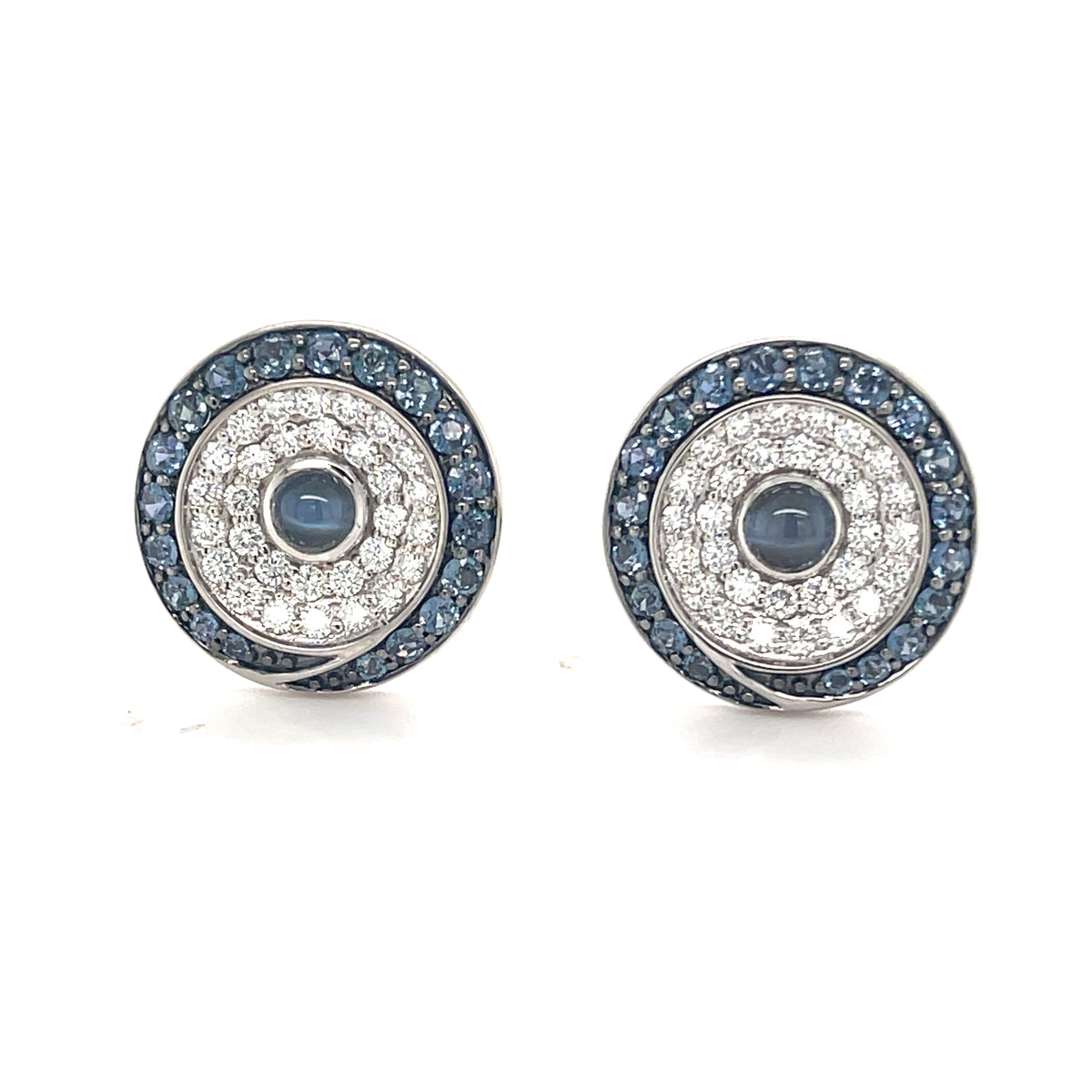 18k White Gold Cufflinks with Natural Alexandrites and Diamonds