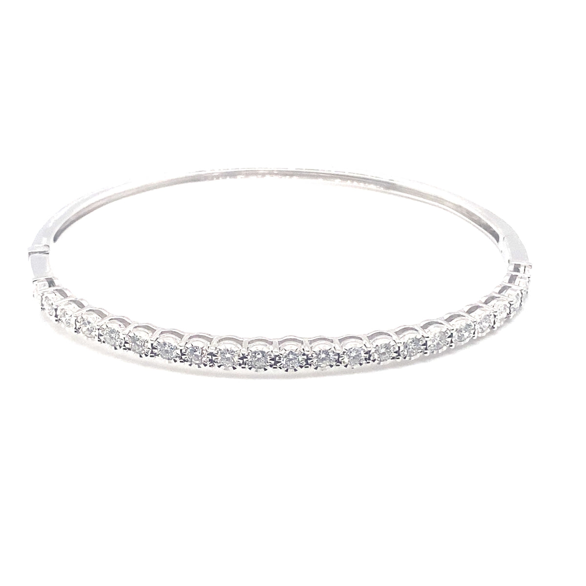 14k White Gold Diamond Bangle Bracelet