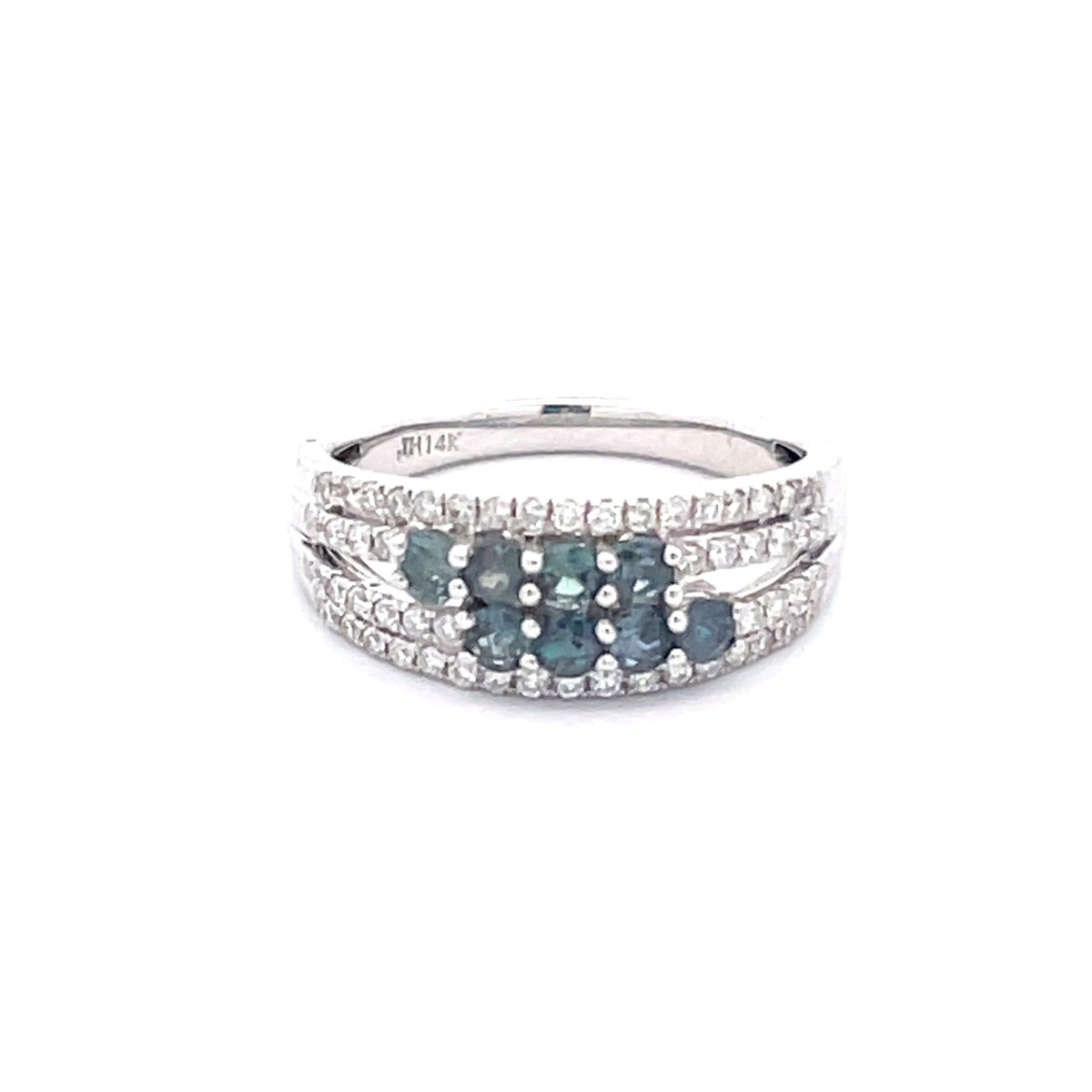14k White Gold Alexandrite and Diamond ring